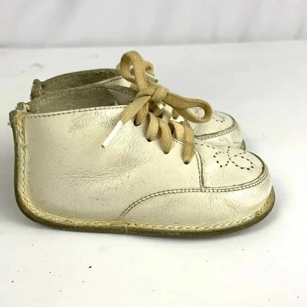 VTG‎ Penney's Baby Shoes Sz 4D 70's Split Leather White BOXED